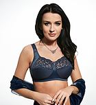 Comfortable bra, wide shoulder straps, lace panels, C to I-cup